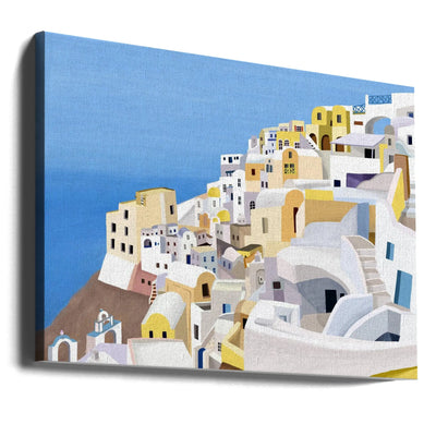 Santorini, Greece Cliff View by Artist Carla Daly - Stretched Canvas, Poster or Fine Art Print I Heart Wall Art