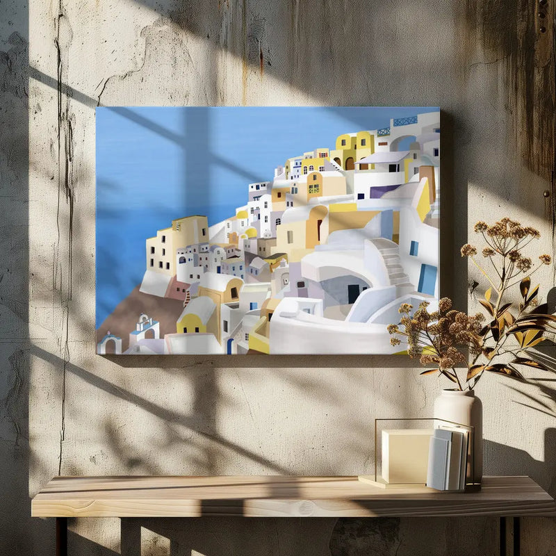 Santorini, Greece Cliff View by Artist Carla Daly - Stretched Canvas, Poster or Fine Art Print I Heart Wall Art