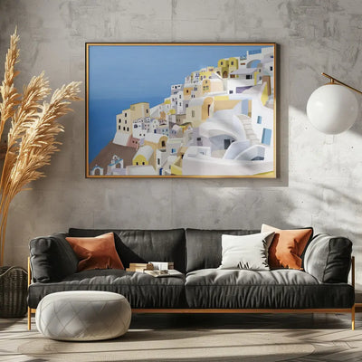 Santorini, Greece Cliff View by Artist Carla Daly - Stretched Canvas, Poster or Fine Art Print I Heart Wall Art