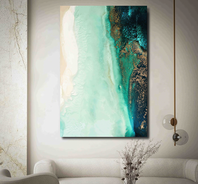 Jade Waters - Turquoise Coastal Artwork by Petra Meikle de Vlas I Heart Wall Art Australia