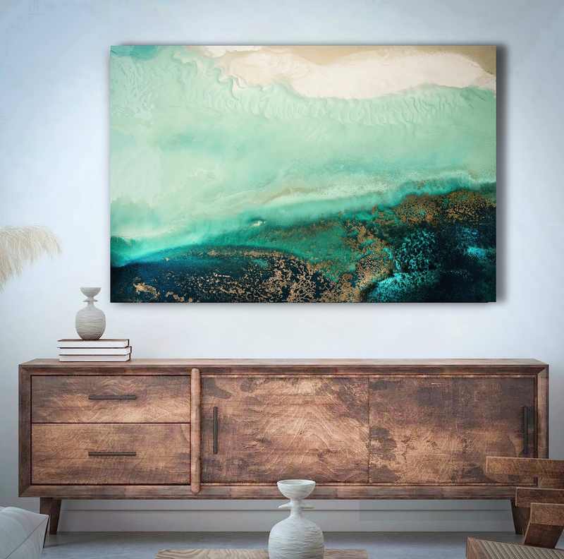 Jade Waters - Turquoise Coastal Artwork by Petra Meikle de Vlas I Heart Wall Art Australia