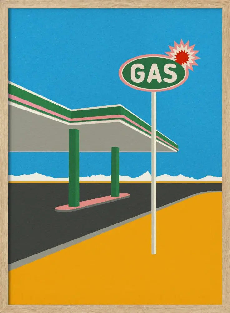 Spark Gas Station - Stretched Canvas, Poster or Fine Art Print I Heart Wall Art