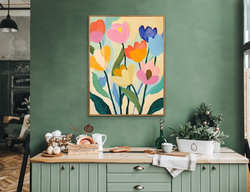 Spring Offering - Colourful Contemporary Flower Wall Canvas Print I Heart Wall Art