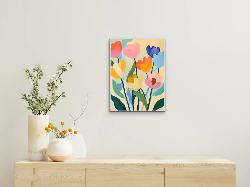 Spring Offering - Colourful Contemporary Flower Wall Canvas Print I Heart Wall Art