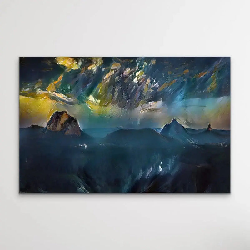 Storm Over The Glasshouse Mountains  - Sunshine Coast Abstract Print of Artwork by Edie Fogarty