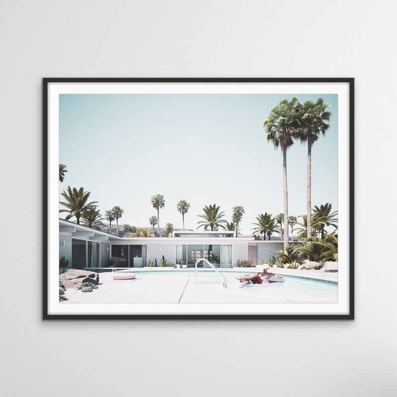 Summer In Palm Springs - Print of Woman In Pool In Palm Springs Motel in Mid Century Style - I Heart Wall Art