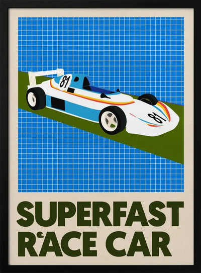 Superfast Race Car - Stretched Canvas, Poster or Fine Art Print I Heart Wall Art