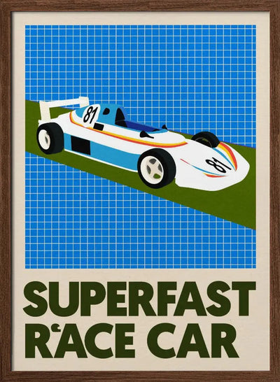 Superfast Race Car - Stretched Canvas, Poster or Fine Art Print I Heart Wall Art