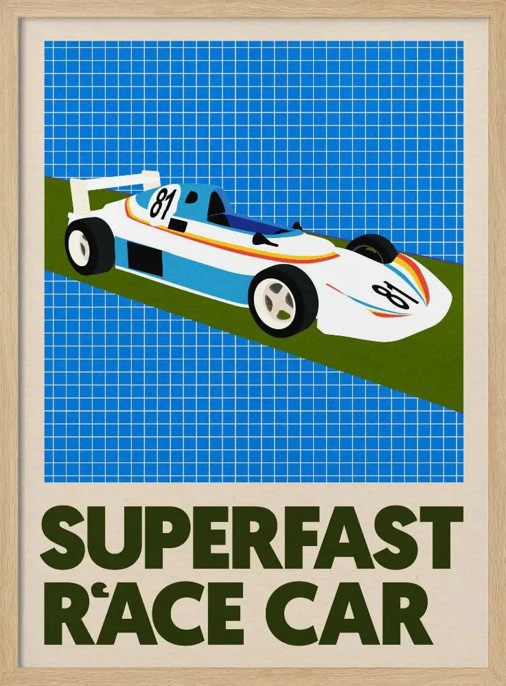 Superfast Race Car - Stretched Canvas, Poster or Fine Art Print I Heart Wall Art