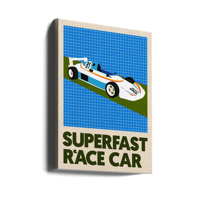 Superfast Race Car - Stretched Canvas, Poster or Fine Art Print I Heart Wall Art