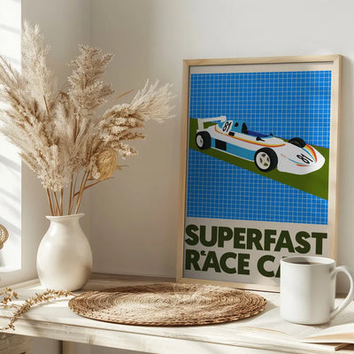 Superfast Race Car - Stretched Canvas, Poster or Fine Art Print I Heart Wall Art