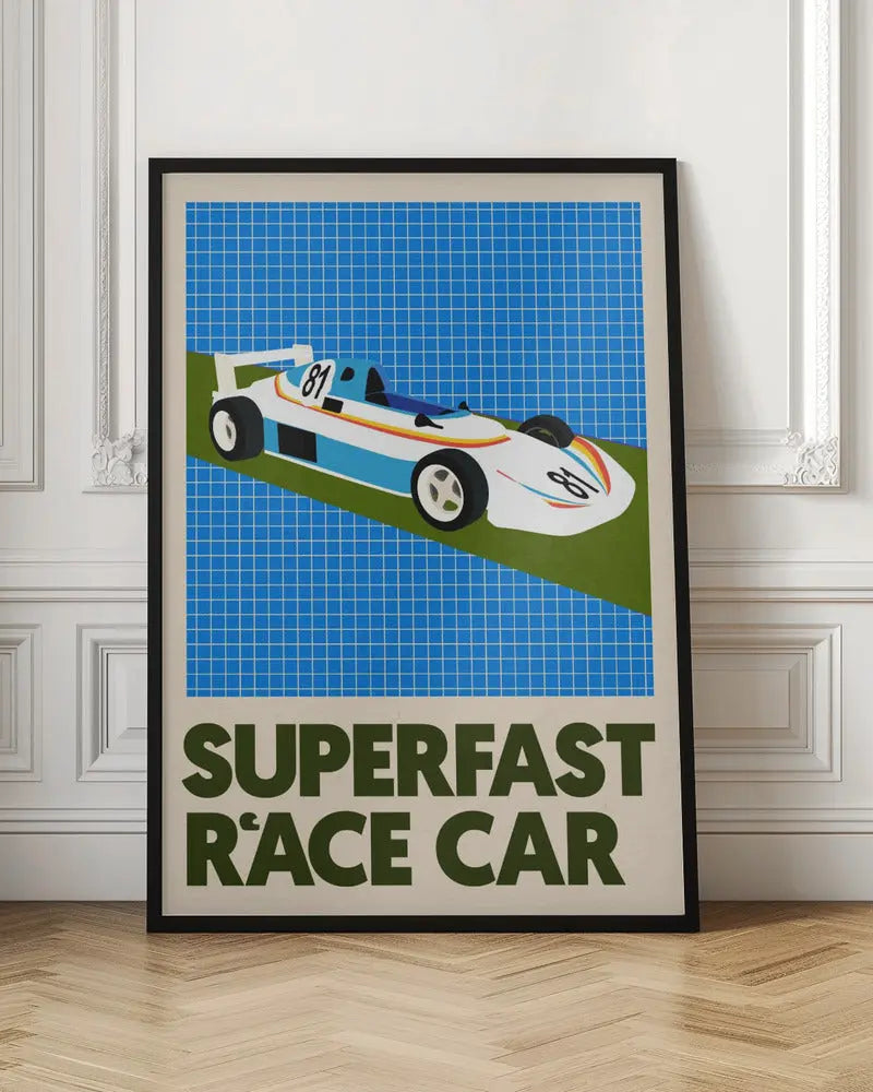 Superfast Race Car - Stretched Canvas, Poster or Fine Art Print I Heart Wall Art