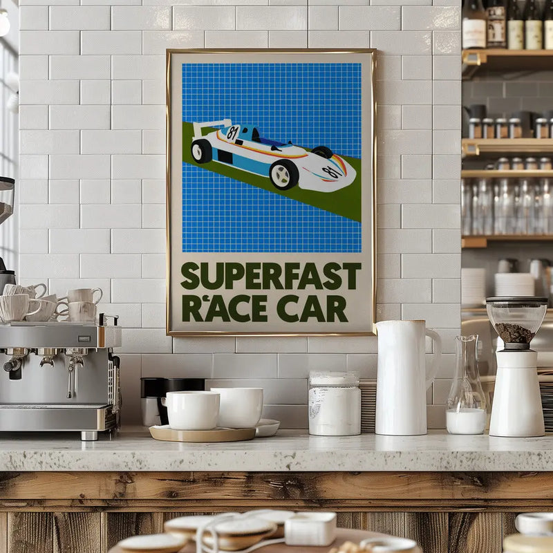 Superfast Race Car - Stretched Canvas, Poster or Fine Art Print I Heart Wall Art