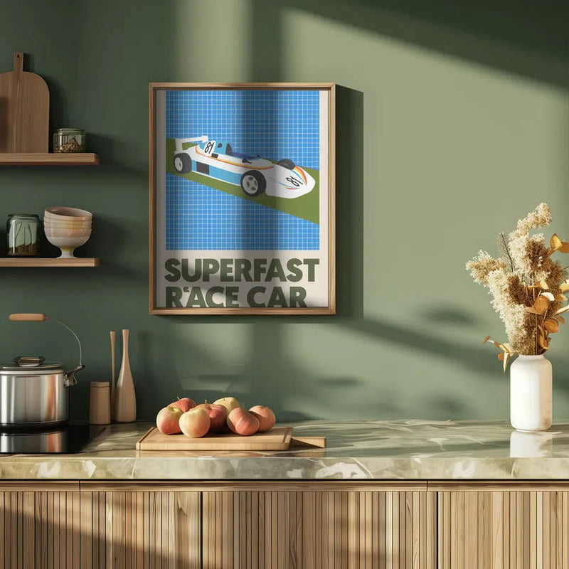 Superfast Race Car - Stretched Canvas, Poster or Fine Art Print I Heart Wall Art