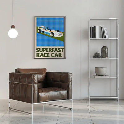 Superfast Race Car - Stretched Canvas, Poster or Fine Art Print I Heart Wall Art