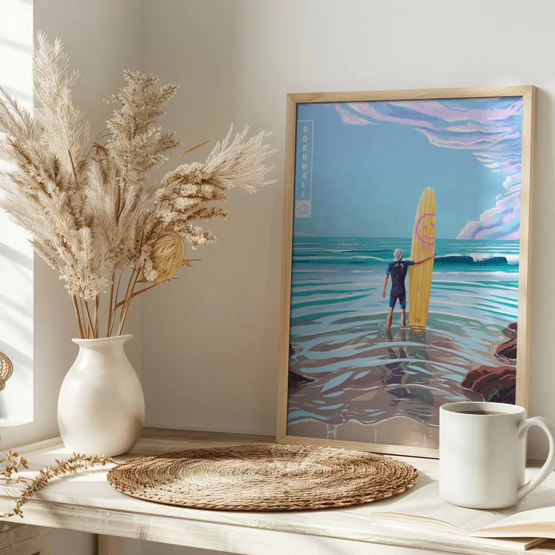 Surf Cornwall - Stretched Canvas, Poster or Fine Art Print I Heart Wall Art