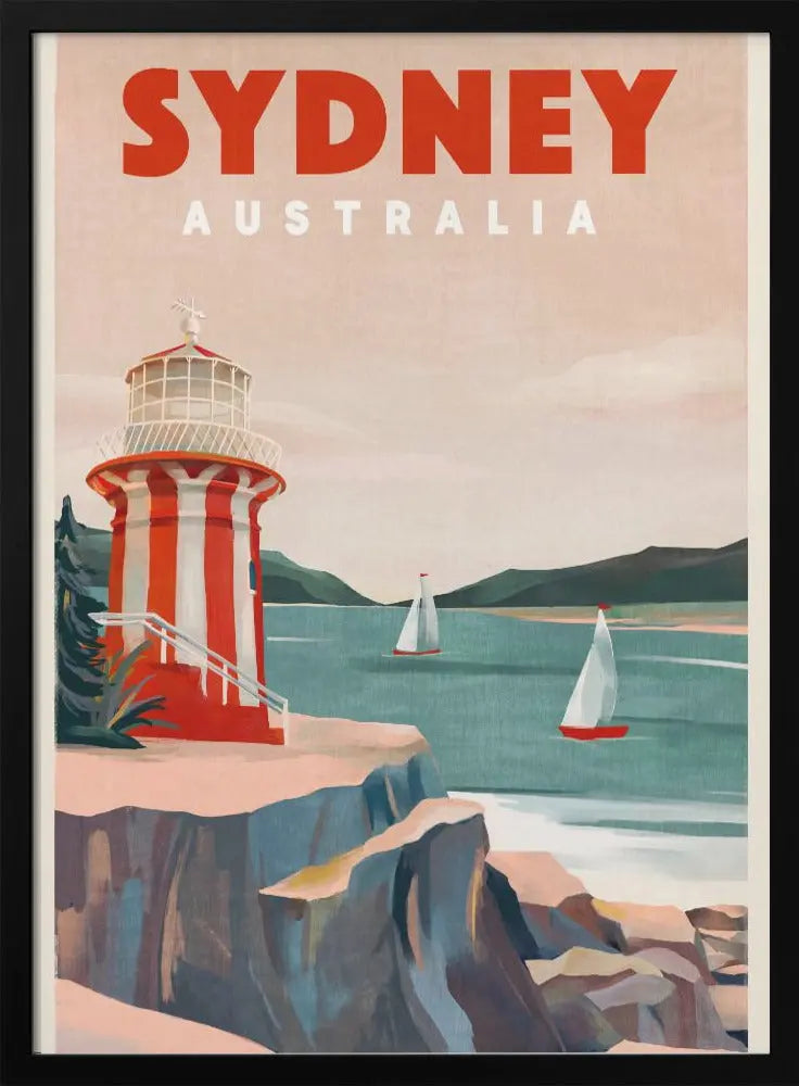 Sydney Australia Lighthouse Nautical Travel Art - Stretched Canvas, Poster or Fine Art Print I Heart Wall Art