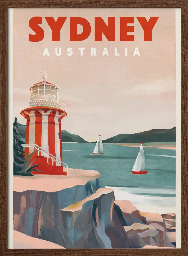 Sydney Australia Lighthouse Nautical Travel Art - Stretched Canvas, Poster or Fine Art Print I Heart Wall Art