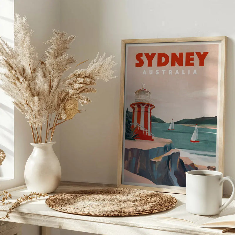 Sydney Australia Lighthouse Nautical Travel Art - Stretched Canvas, Poster or Fine Art Print I Heart Wall Art