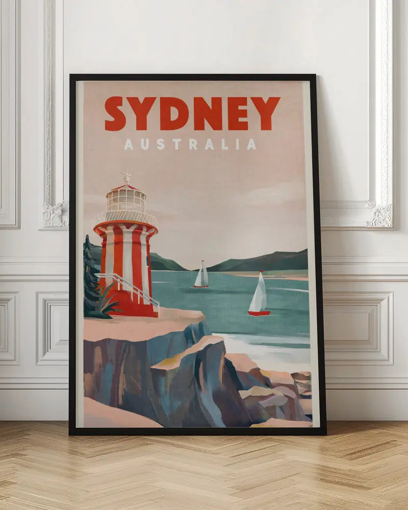 Sydney Australia Lighthouse Nautical Travel Art - Stretched Canvas, Poster or Fine Art Print I Heart Wall Art