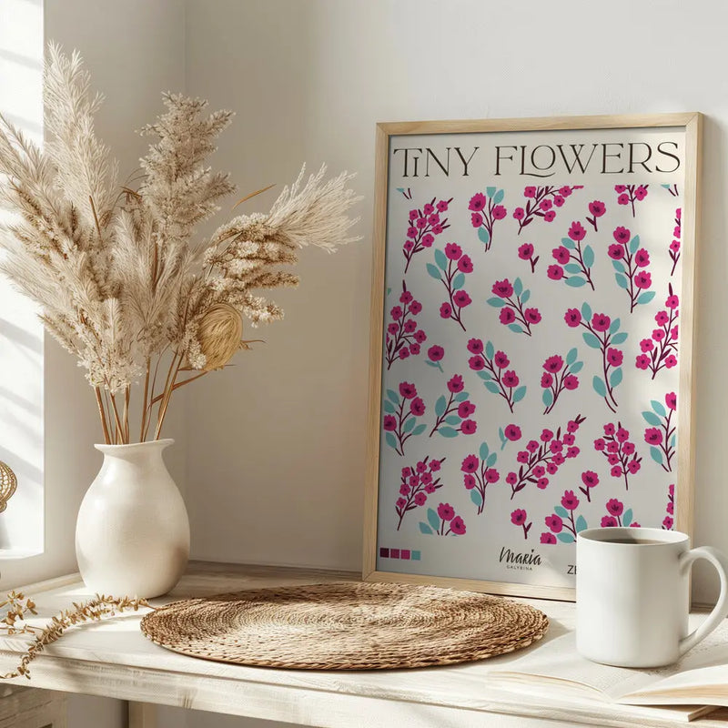 TINY FLOWERS. Zebra Collection - Stretched Canvas, Poster or Fine Art Print I Heart Wall Art