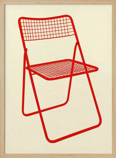 Ted Net Chair Red - Stretched Canvas, Poster or Fine Art Print I Heart Wall Art