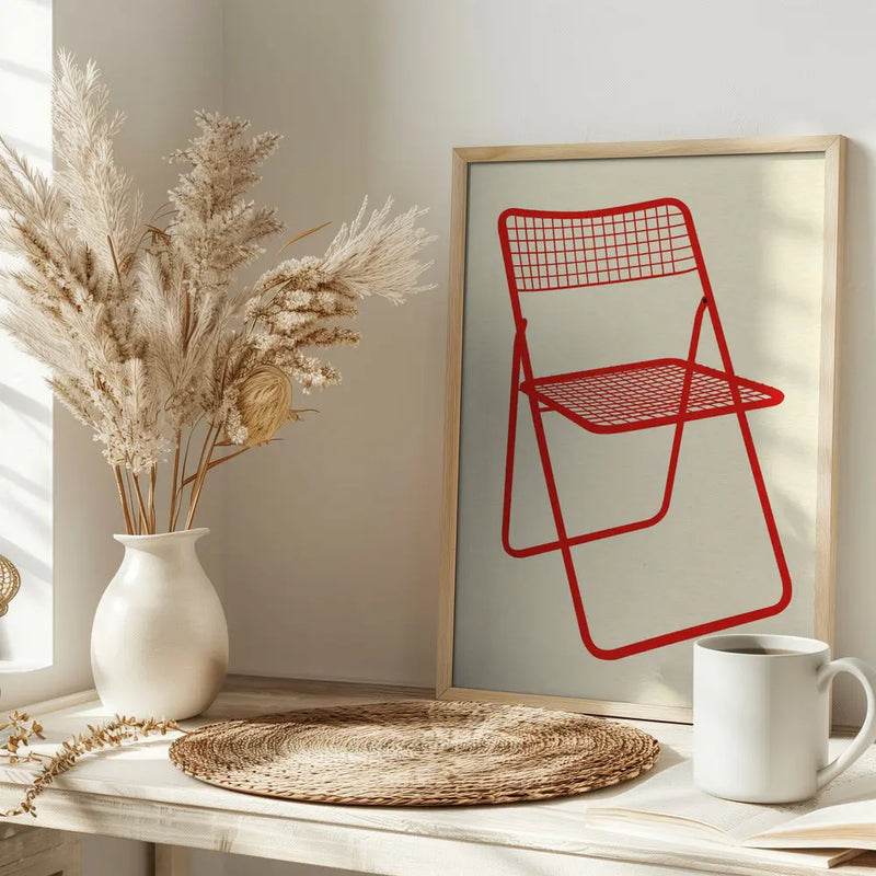 Ted Net Chair Red - Stretched Canvas, Poster or Fine Art Print I Heart Wall Art