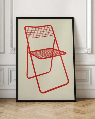 Ted Net Chair Red - Stretched Canvas, Poster or Fine Art Print I Heart Wall Art