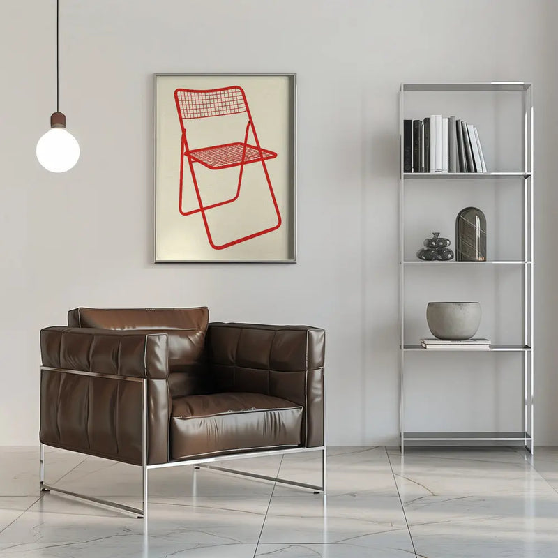 Ted Net Chair Red - Stretched Canvas, Poster or Fine Art Print I Heart Wall Art