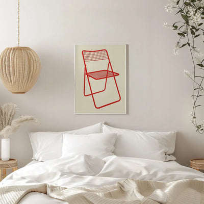 Ted Net Chair Red - Stretched Canvas, Poster or Fine Art Print I Heart Wall Art