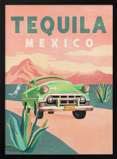 Tequila Mexico Colorful Vintage Travel Poster - Stretched Canvas, Poster or Fine Art Print I Heart Wall Art