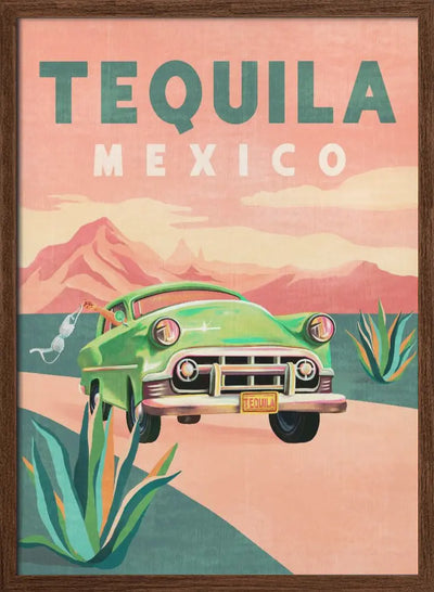 Tequila Mexico Colorful Vintage Travel Poster - Stretched Canvas, Poster or Fine Art Print I Heart Wall Art