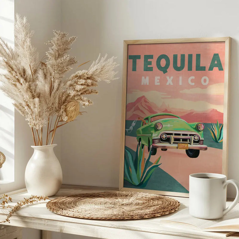 Tequila Mexico Colorful Vintage Travel Poster - Stretched Canvas, Poster or Fine Art Print I Heart Wall Art