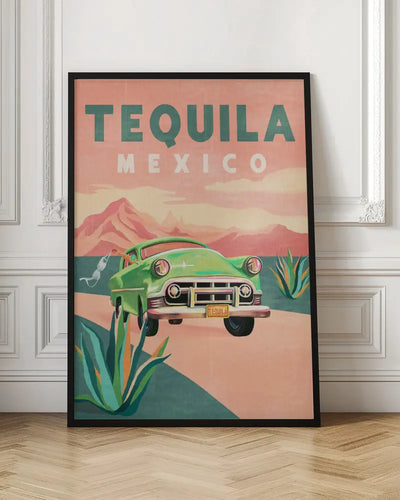 Tequila Mexico Colorful Vintage Travel Poster - Stretched Canvas, Poster or Fine Art Print I Heart Wall Art