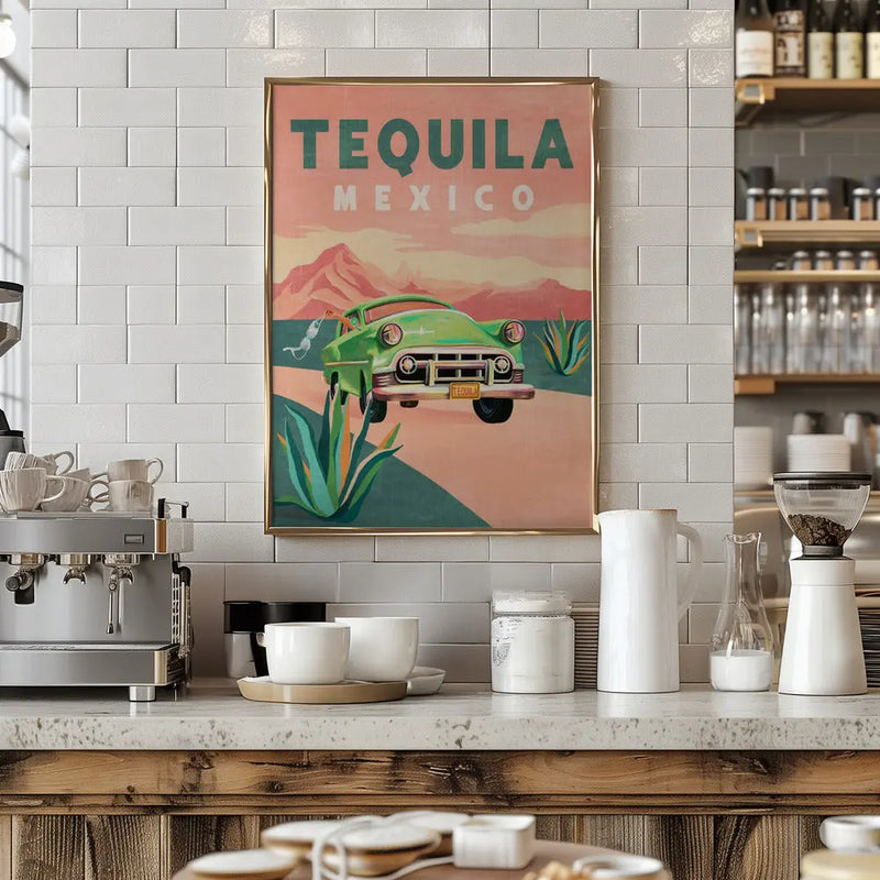 Tequila Mexico Colorful Vintage Travel Poster - Stretched Canvas, Poster or Fine Art Print I Heart Wall Art