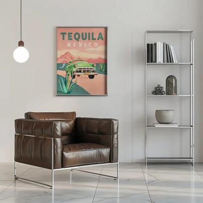 Tequila Mexico Colorful Vintage Travel Poster - Stretched Canvas, Poster or Fine Art Print I Heart Wall Art