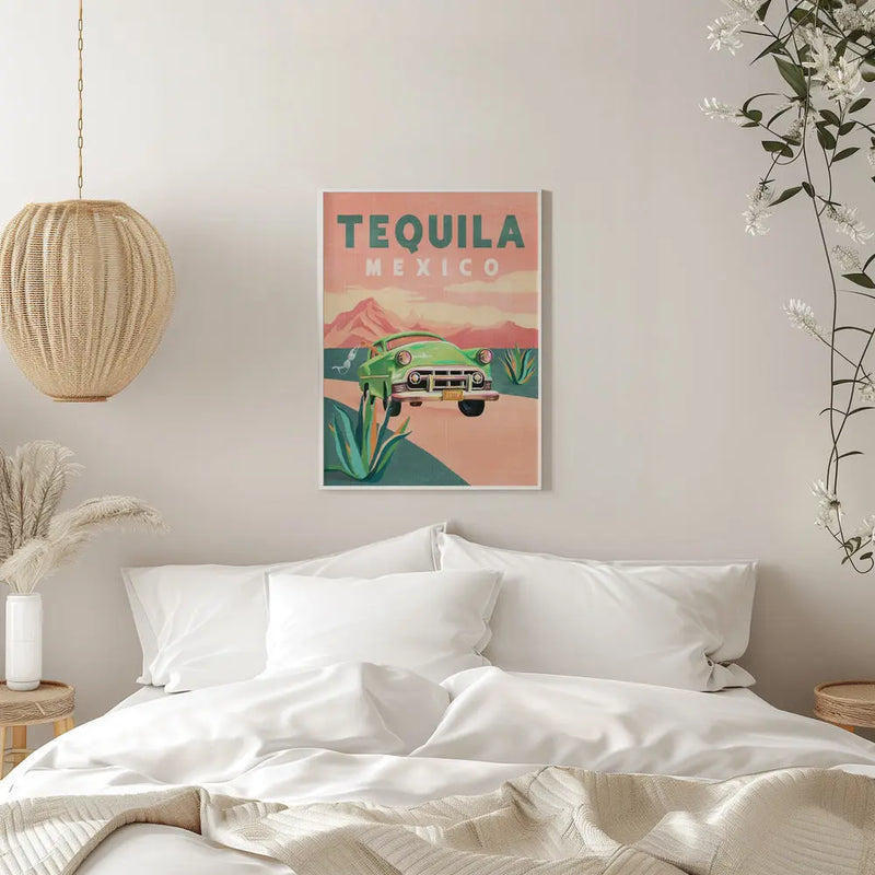 Tequila Mexico Colorful Vintage Travel Poster - Stretched Canvas, Poster or Fine Art Print I Heart Wall Art