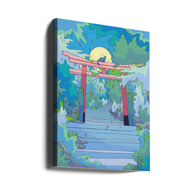 The Cat and the Torii Gate - Stretched Canvas, Poster or Fine Art Print I Heart Wall Art