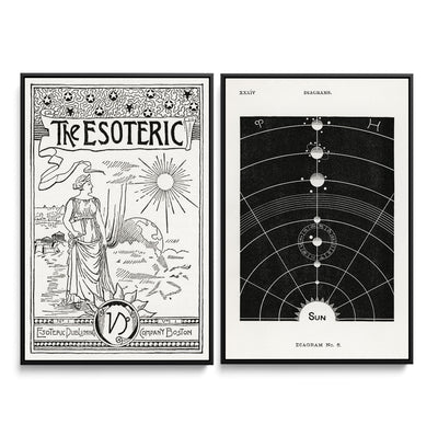 Esoteric and Diagram 5 -  Two Piece Black and White Print Set I Heart Wall Art Australia