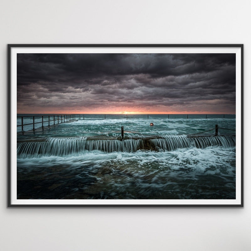 The Last Swimmer - Framed Photographic Sydney Pool Canvas Wall Art Print - I Heart Wall Art