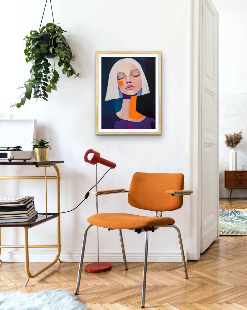 The News Is In - Orange, White Bold Woman Portrait I Heart Wall Art