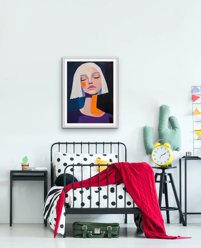 The News Is In - Orange, White Bold Woman Portrait I Heart Wall Art