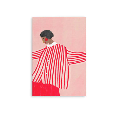 The Woman With The Red Stripes by Bea Muller - Contemporary Art Print In Orange and Blue I Heart Wall Art Australia