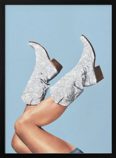 These Boots   Glitter Blue II - Stretched Canvas, Poster or Fine Art Print I Heart Wall Art