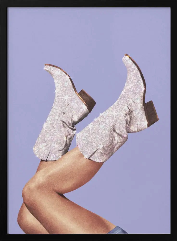 These Boots - Glitter Very Peri Periwinkle - Stretched Canvas, Poster or Fine Art Print I Heart Wall Art