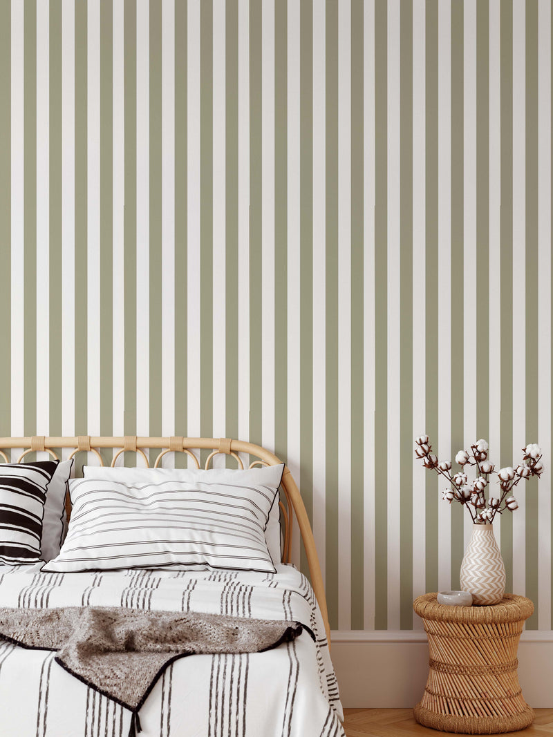 Yellow Olive Striped Wallpaper - Peel and Stick Adhesive Wallpaper I Heart Wall Art Australia