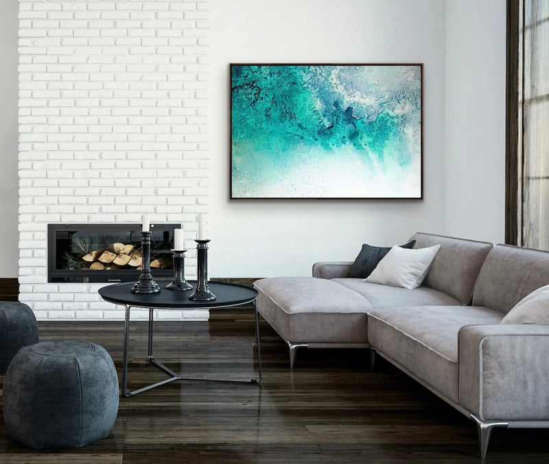 Turquoise Whispering- Turquoise Aerial Coastal Artwork by Petra Meikle de Vlas I Heart Wall Art Australia