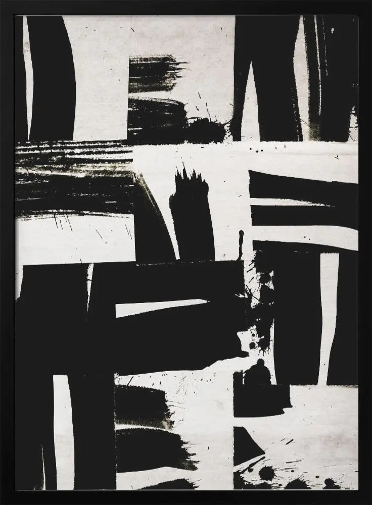 Wabi Sabi Black and White Abstract - Stretched Canvas, Poster or Fine Art Print I Heart Wall Art