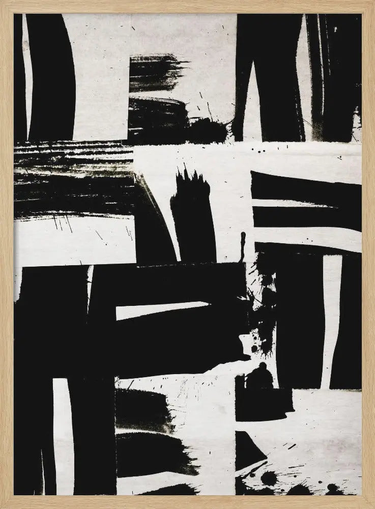 Wabi Sabi Black and White Abstract - Stretched Canvas, Poster or Fine Art Print I Heart Wall Art