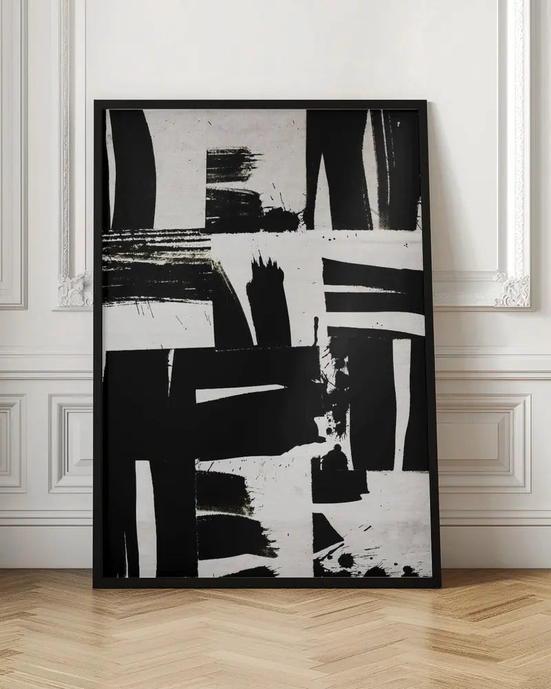 Wabi Sabi Black and White Abstract - Stretched Canvas, Poster or Fine Art Print I Heart Wall Art